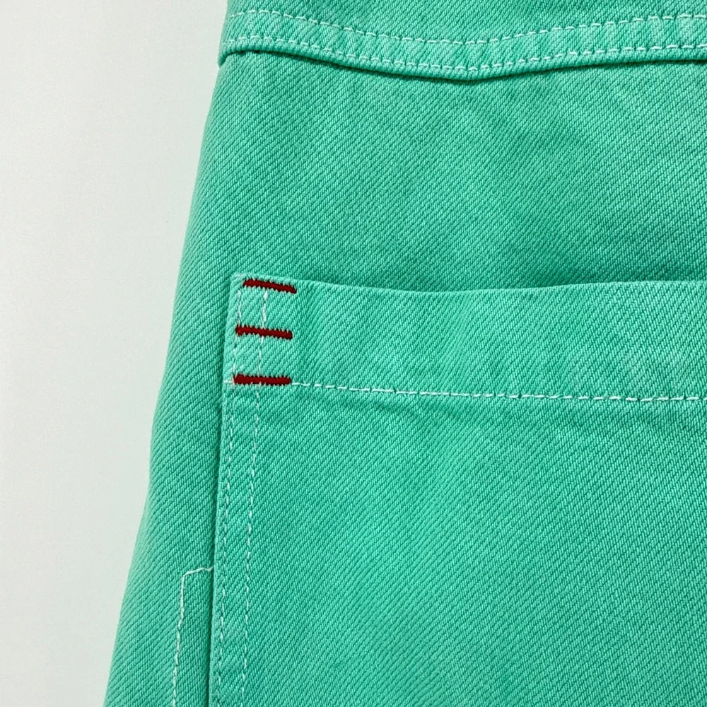 BDG Urban Outfitters High Waisted Cargo Pants Green Cotton Utility Wide Leg 27